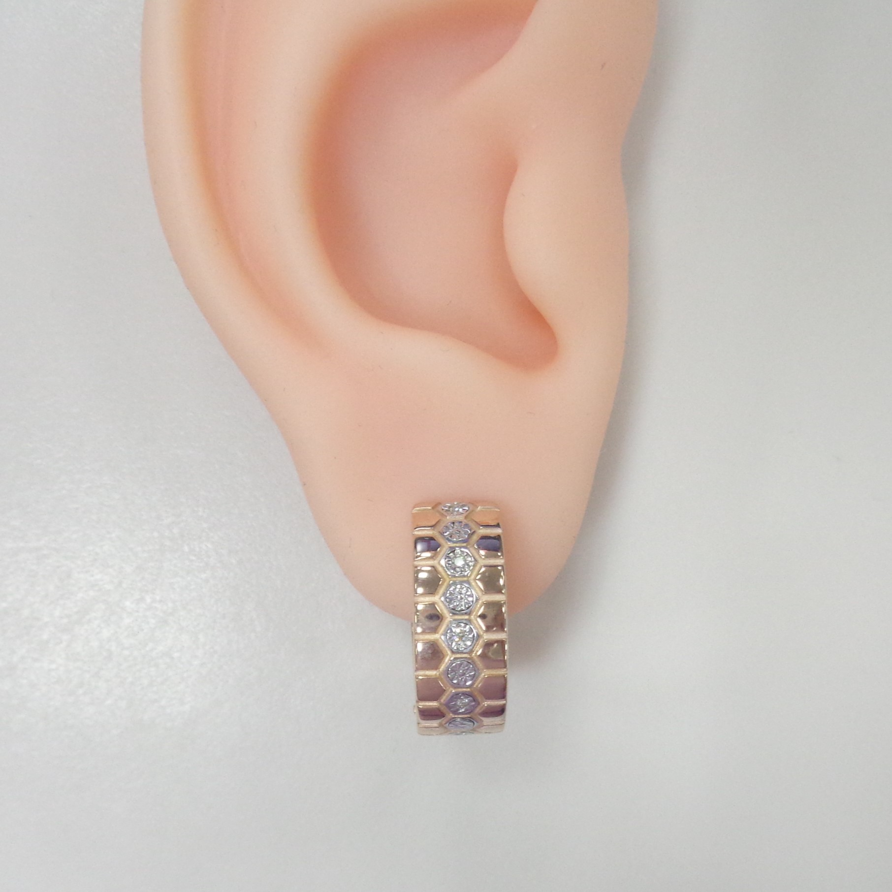 Серебряные серьги-конго с бриллиантами